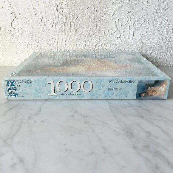 FX Schmid Polar Bear Who Took My Sled Snow Photo 1000 Piece Puzzle - New Sealed - Picture 3 of 6